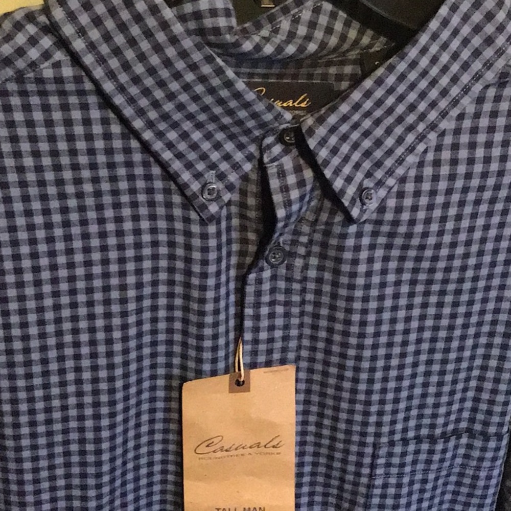 Casual Blue Gingham Button Down Shirt